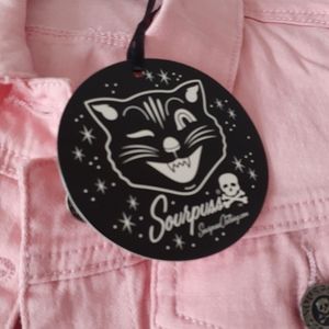 Sourpuss Pink Moto Vest sz sm NWT